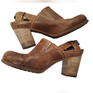 Size 8 Brown Leather Women's Heeled Mules